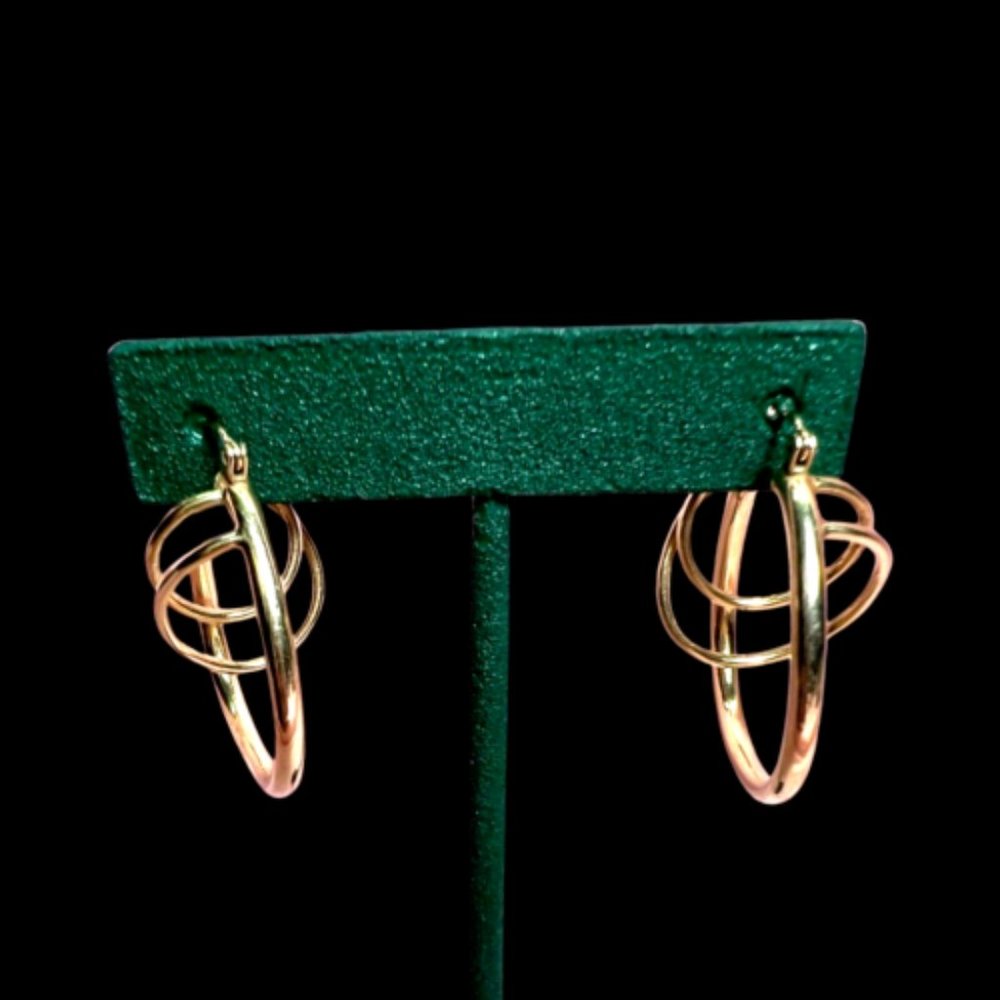 BIG Lovely 14k GOLD Twisted Hoop Earrings Pretzel Pierced - 5 Grams - 0.17 oz